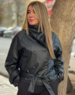 ترنچ کت چرم برشکا - Image 4