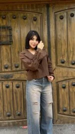 کراپ کت یقه انگلیسی